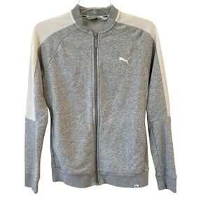 Puma Heather Gray and Off-White Track Jacket summer Spring Fall French Terry S